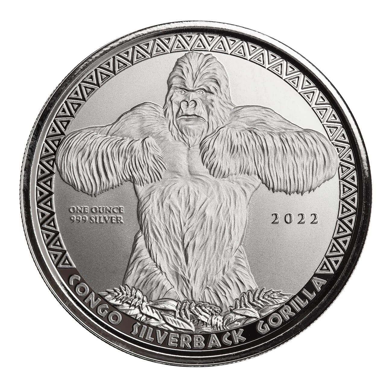 2022 Congo Silverback Gorilla 1 oz Silver BU Coin
