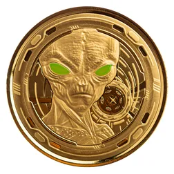 2022 Scottsdale Mint Ghana Alien 1 Oz Gold Proof With Color Coin 17