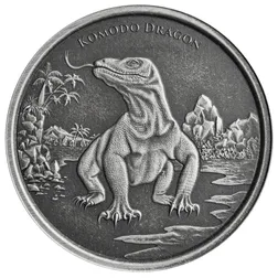 2022 Scottsdale Mint Tokelau Komodo Dragon 1 Oz Silver Antique Coin 04