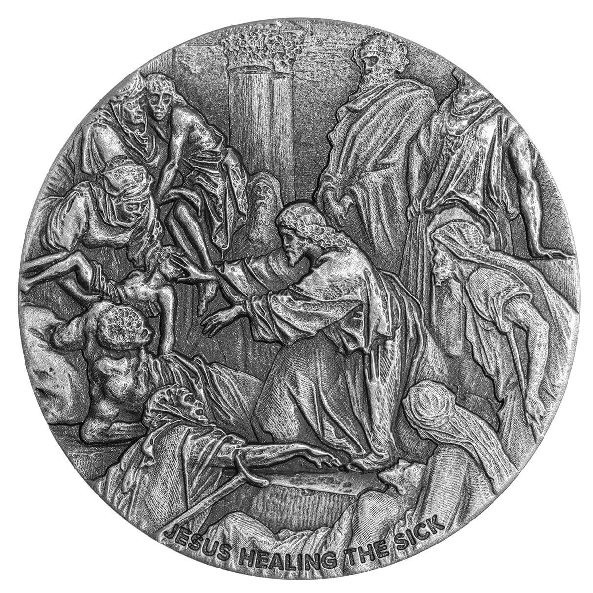 土*牛様 13811 純銀メダル22g Shop 2022 Biblical Jesus Healing The Sick 2 oz Antique Collectors Coin