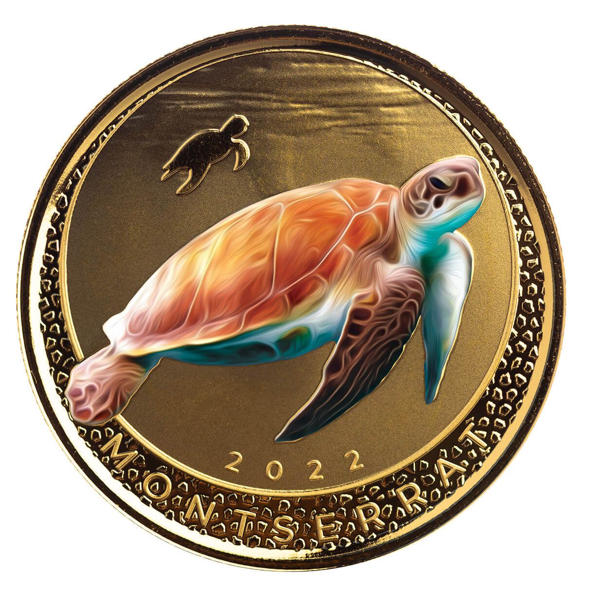 2022 EC8 Montserrat Sea Turtles 1 oz Gold Color Coin