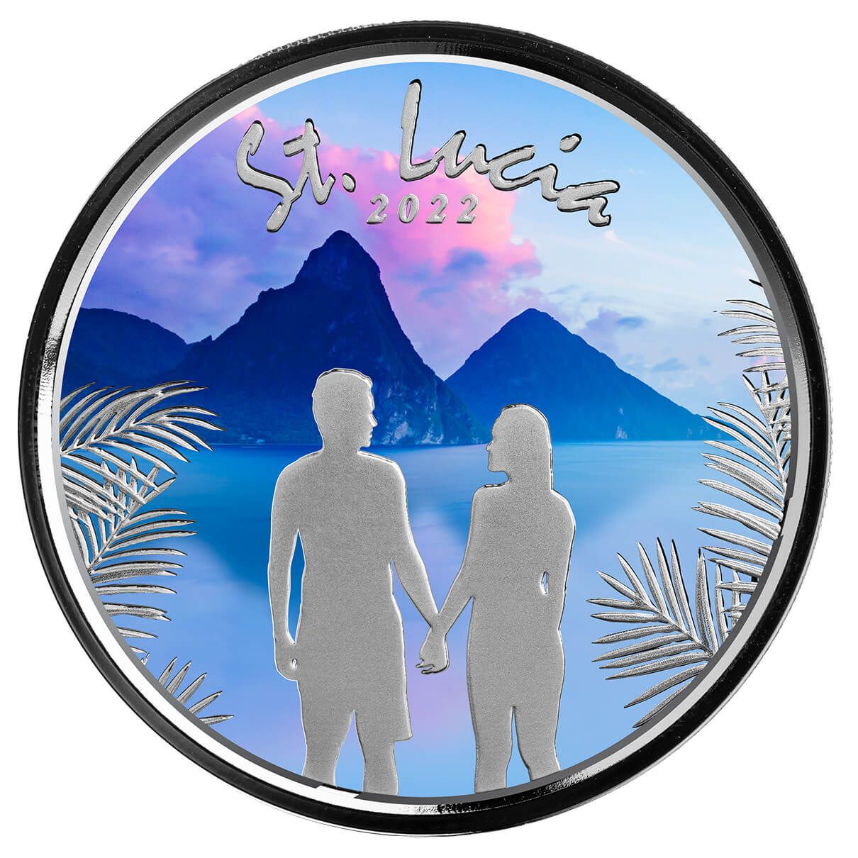 2022 EC8 St Lucia Couple 1 oz Silver Color Coin