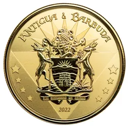 2022 Scottsdale Mint Ec8 Antigua And Barbuda Coat Of Arms 1 Oz Gold Proof Like Coin 03
