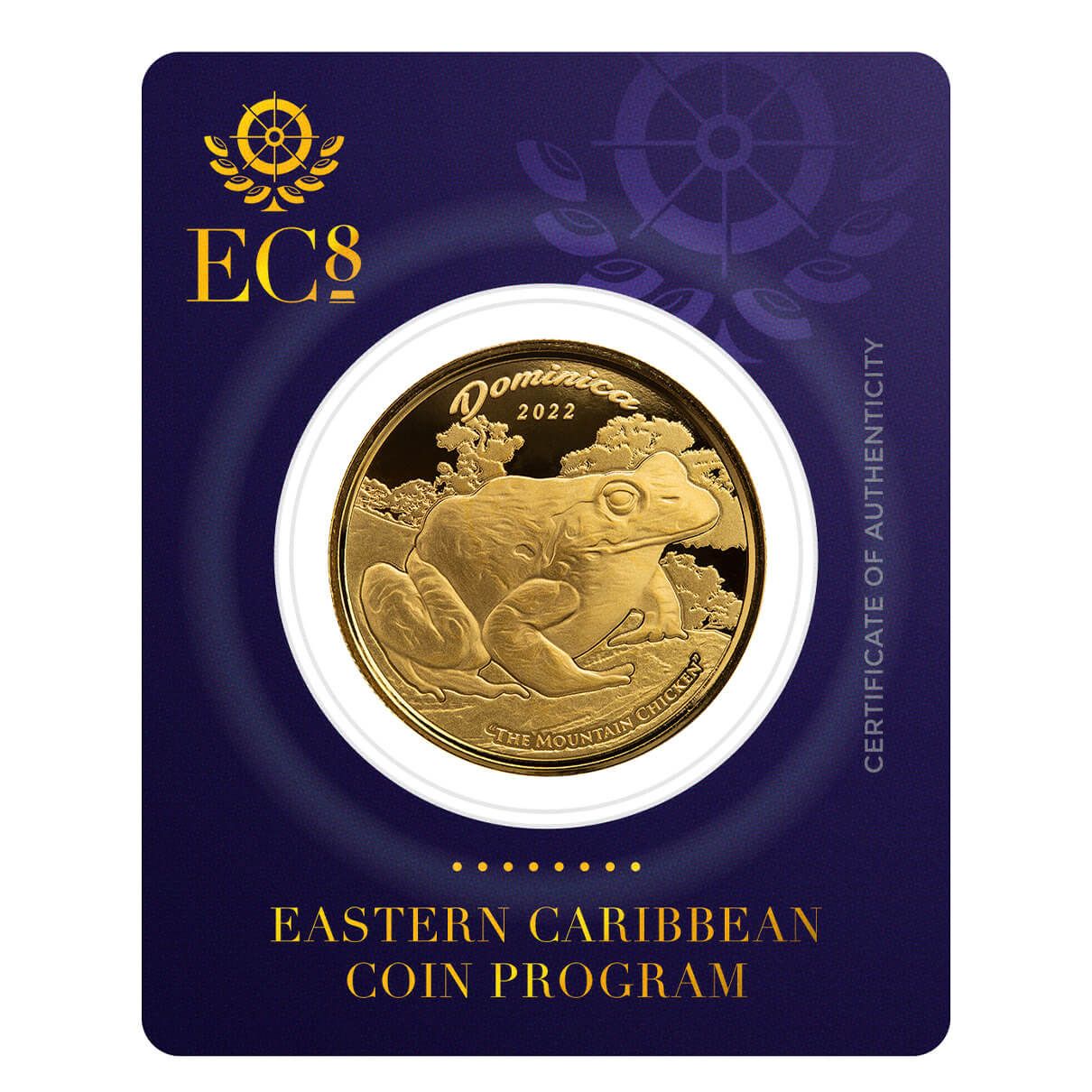2022 EC8 Dominica Mountain Chicken 1 oz Gold Coin