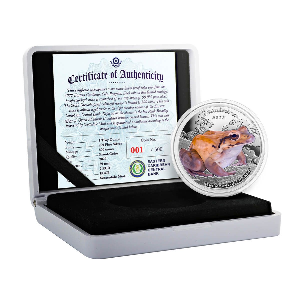 2022 EC8 Dominica Mountain Chicken 1 oz Silver Color Coin