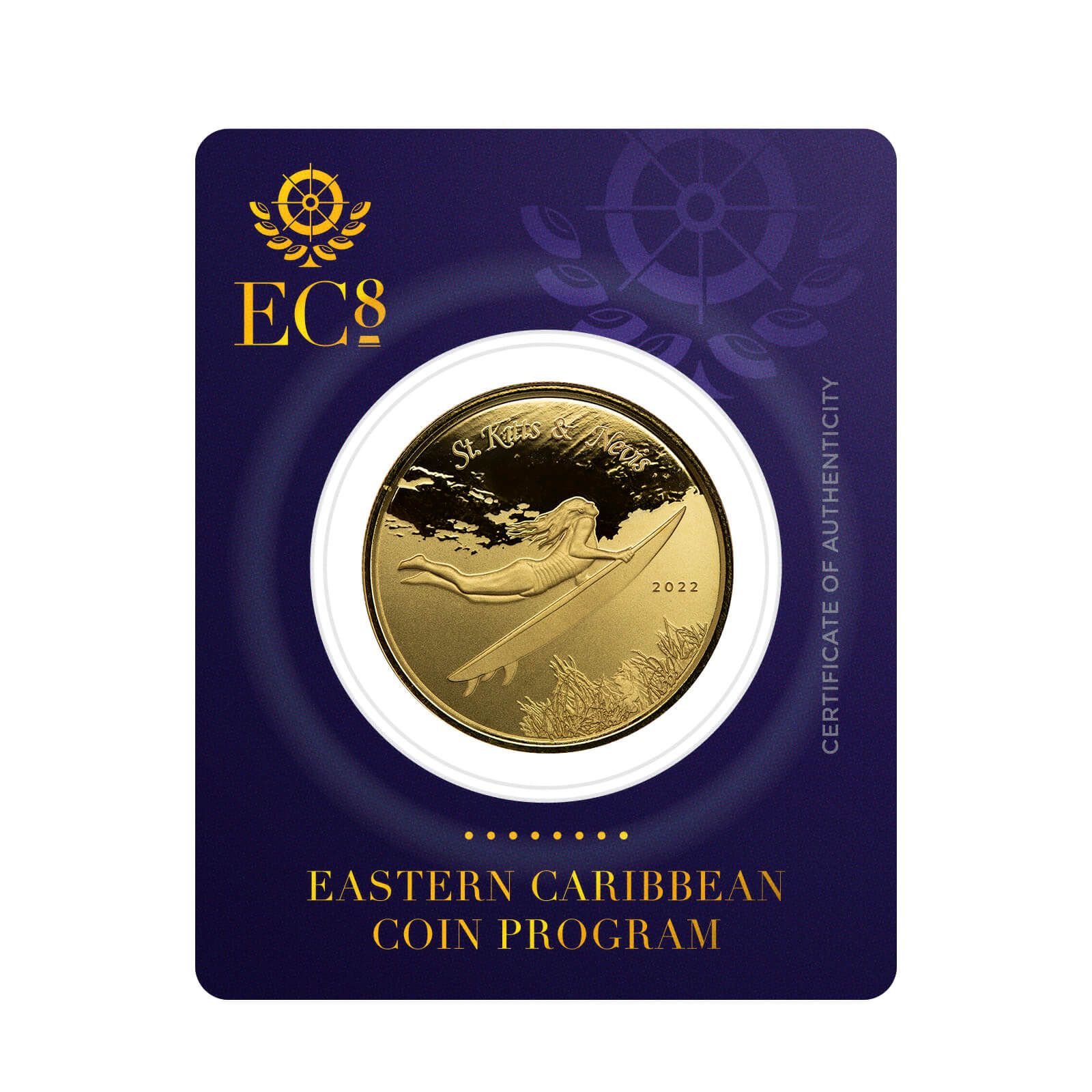 2022 EC8 St Kitts Underwater Surfer 1 oz Gold Coin