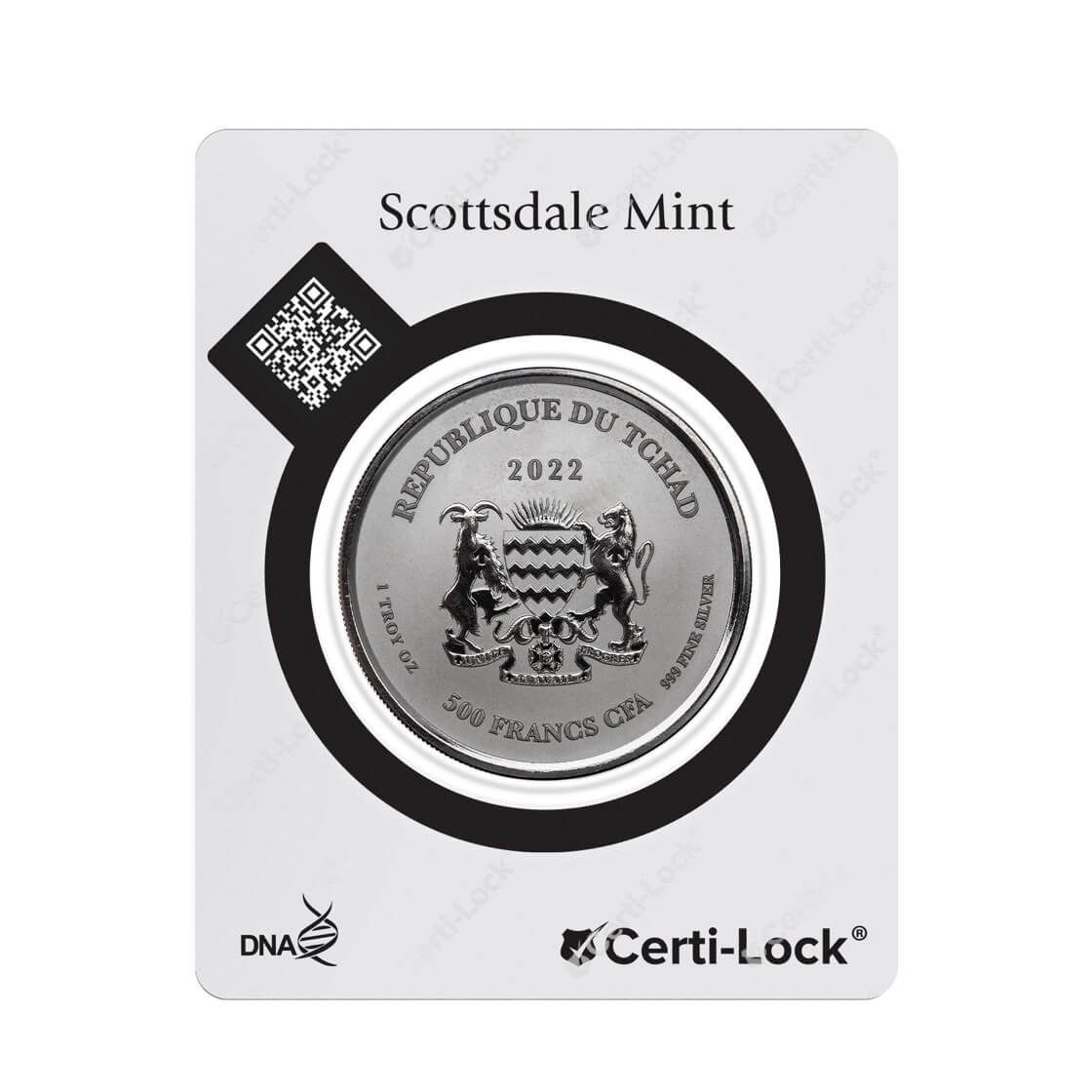 Shop the 2022 Chad Scorpion 1 oz Rhodium Plated Silver Coin