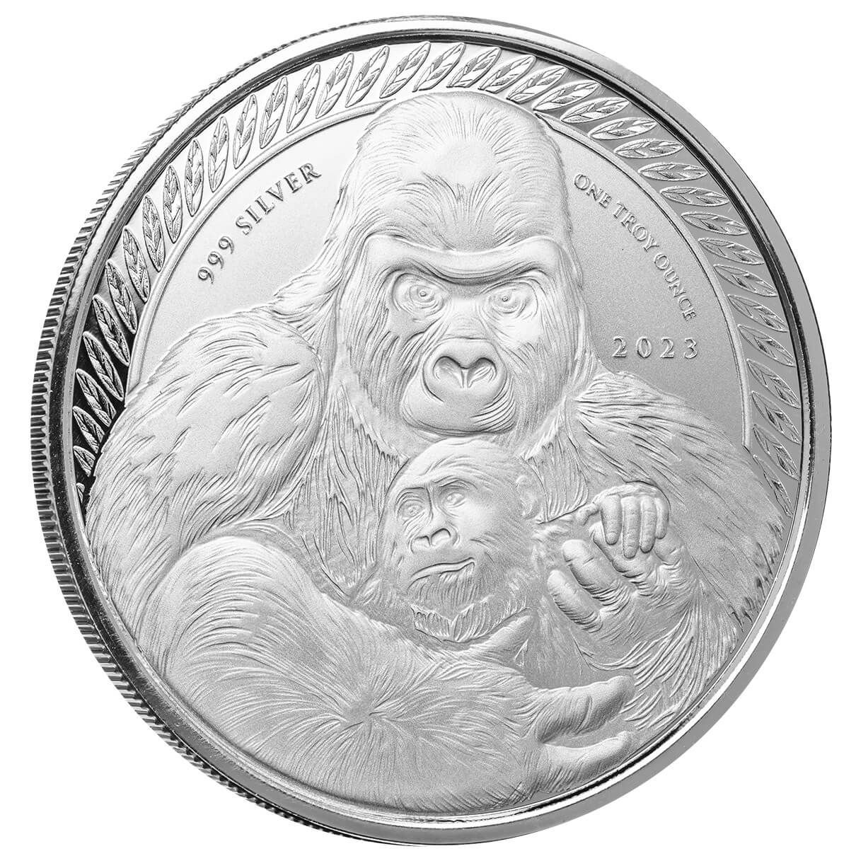 GORILLA 2023 Congo Silverback Gorilla 1 oz Silver Proof Like Coin