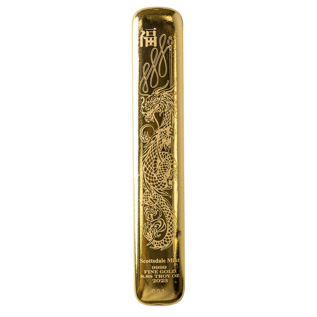 2023 Scottsdale Mint 8.88 oz Gold Lucky Dragon Bar