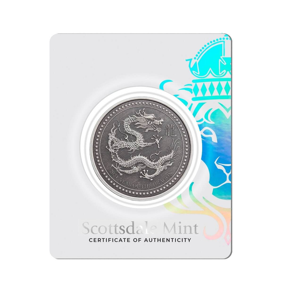 2024 Samoa Lunar Year of the Dragon 1 oz Silver Antique Coin