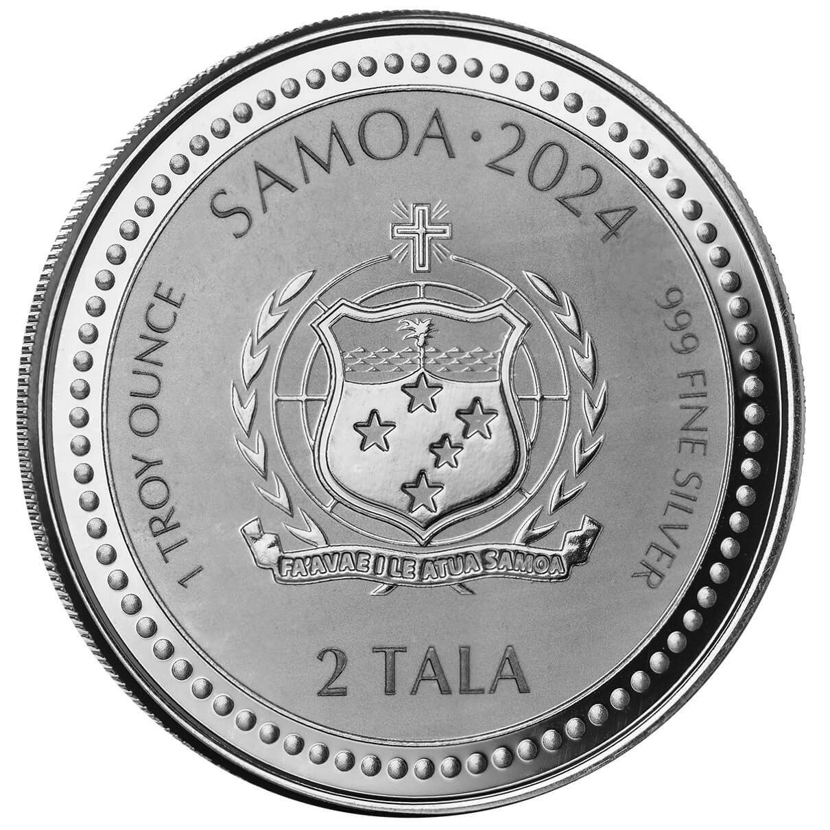 2024 Samoa Lunar Year of the Dragon 1 oz Silver with Black Rhodium