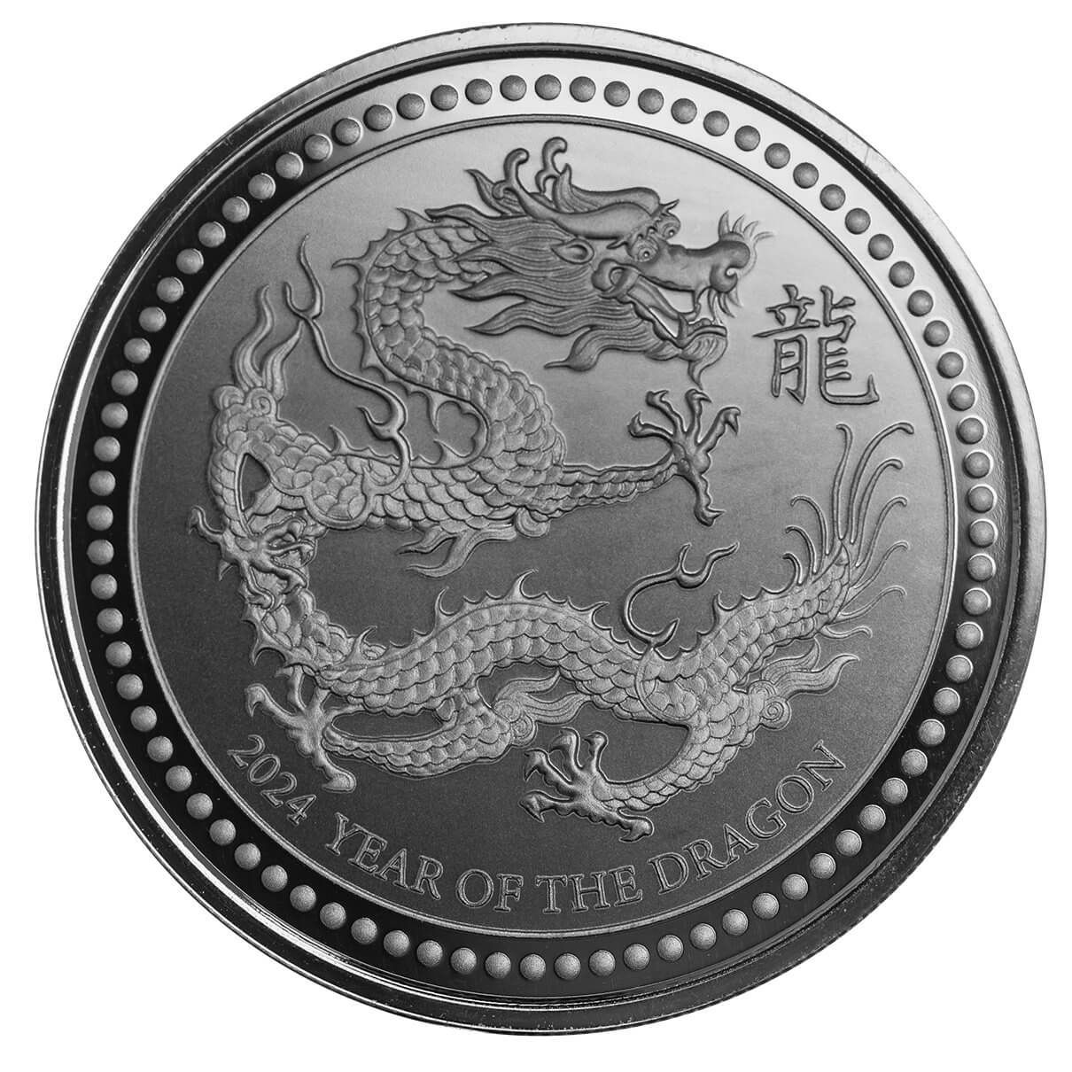 2024 Samoa Lunar Year of the Dragon 2 oz Silver with Black Rhodium Plating Coin