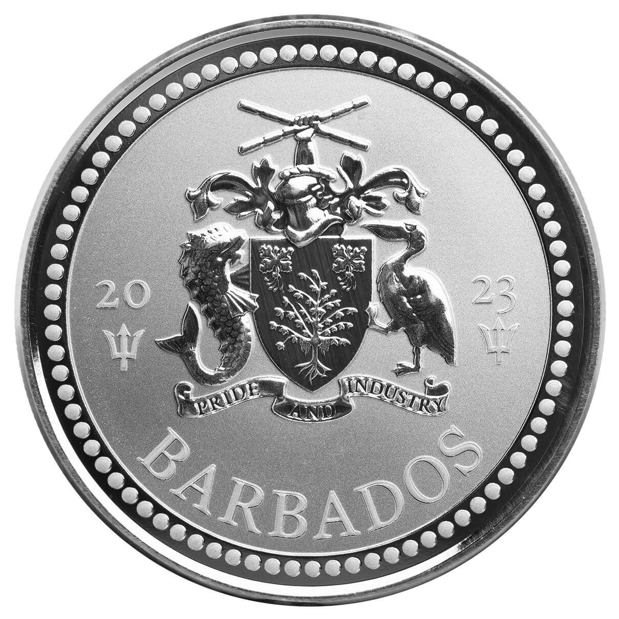 2023 Barbados Trident 1 oz Silver Proof Like Coin
