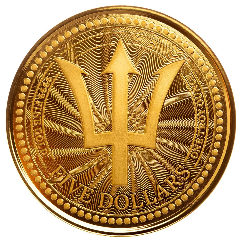 2023 Barbados Trident 1 Troy Oz 9999 Gold Proof Like Coin Scottsdale Mint 04