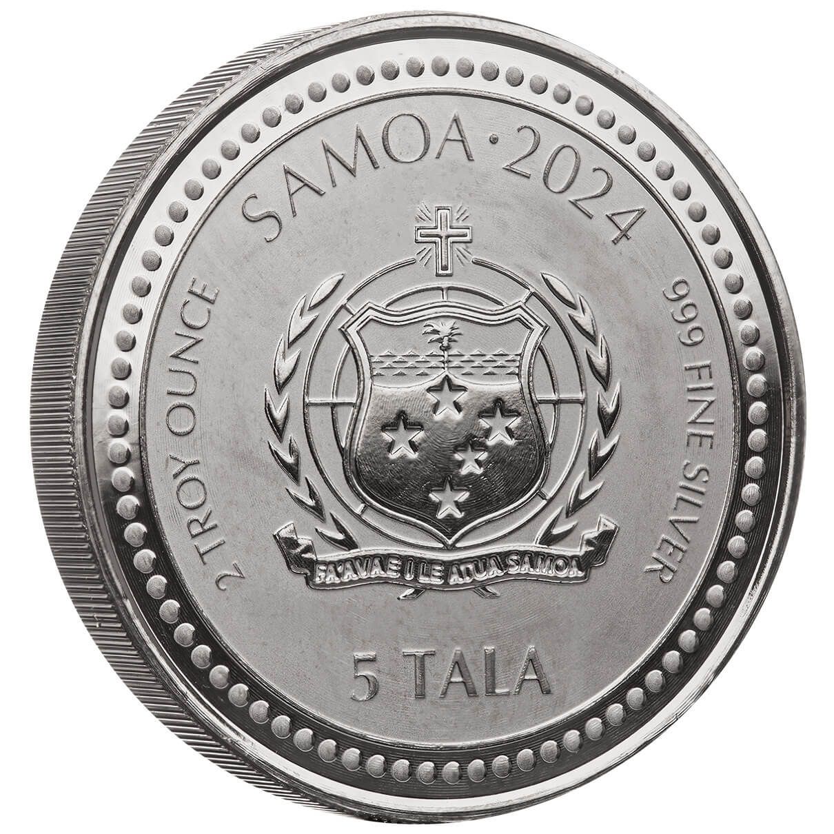 2024 Samoa Lunar Year of the Dragon 2 oz Silver with Black Rhodium