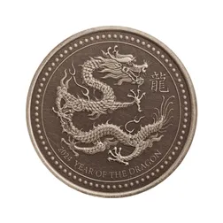 2024 Samoa Lunar Year Of The Dragon Half Troy Oz 999 Silver Antique Coin Scottsdale Mint 06