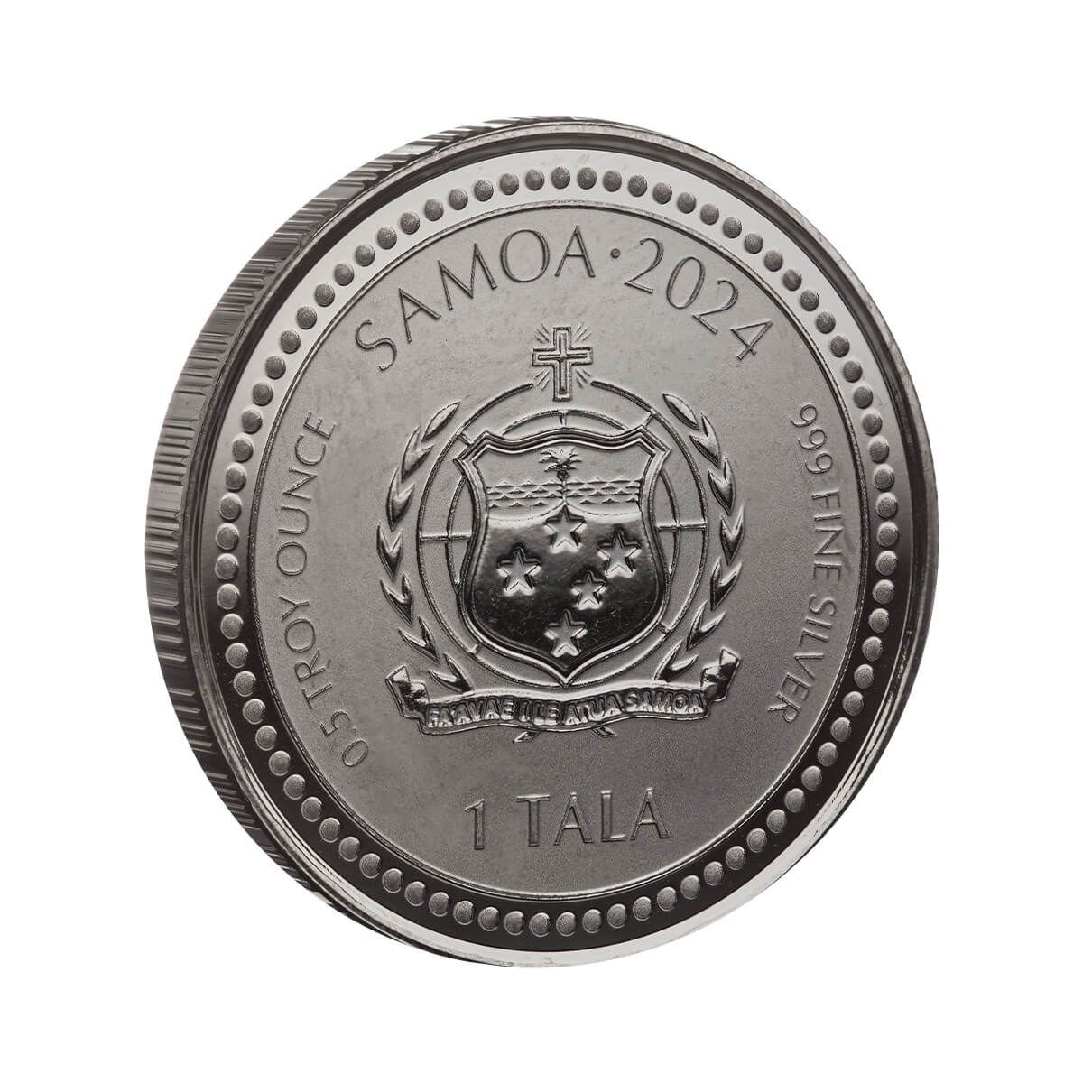 2024 Samoa Lunar Year of the Dragon Half oz Silver with Black