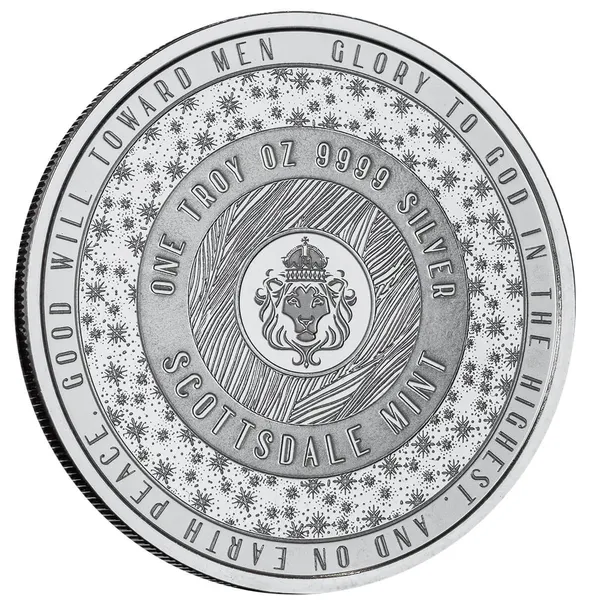 Christmas Bethlehem Nativity 1 Troy Oz 9999 Fine Silver Round Scottsdale Mint Holiday Coin 01