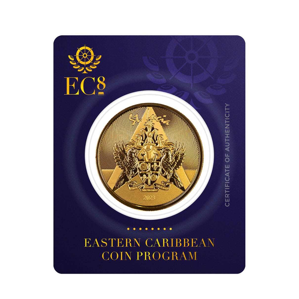 2023 EC8 St Lucia Coat of Arms 1 oz Gold Coin