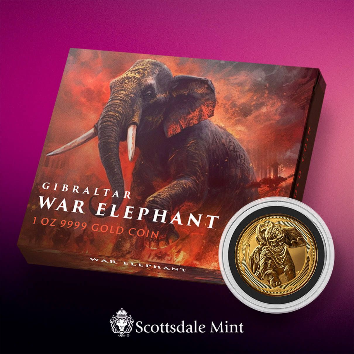 2023 Gibraltar War Elephant 1 oz Gold Proof Coin