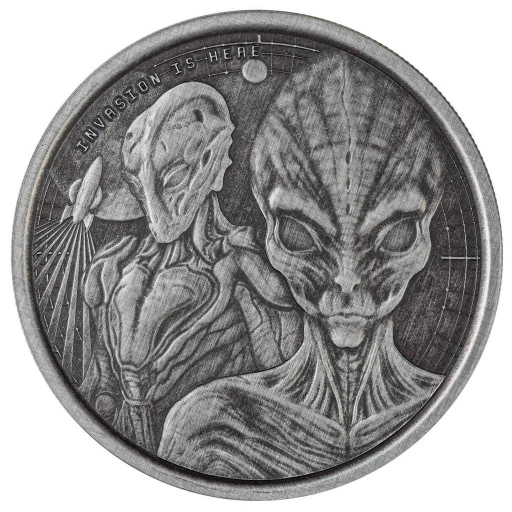 2023 Ghana Alien Invasion 1 oz Silver Antique Coin