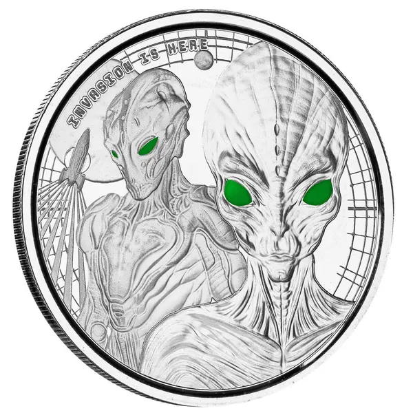 2023 Scottsdale Mint Ghana Alien Invasion Is Here One Troy Ounce 999 Fine Silver Proof Color Coin 03