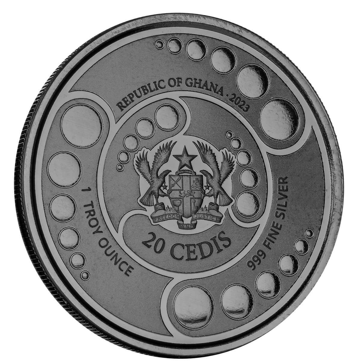 2023 Ghana Alien Invasion 1 oz Silver Black Rhodium Plated