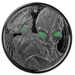 2023 Scottsdale Mint Ghana Alien Invasion Is Here One Troy Ounce 999 Fine Silver Proof Color And Rhodium Plating Coin 04
