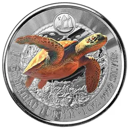 2023 Scottsdale Mint Cayman Islands Loggerhead Turtle One Troy Ounce 9999 Fine Silver Color Proof Coin 04