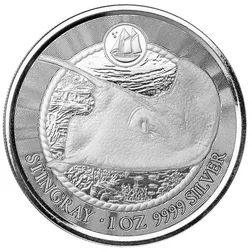 2023 Scottsdale Mint Cayman Islands Stingray One Troy Ounce 9999 Fine Silver Proof Like Coin 03