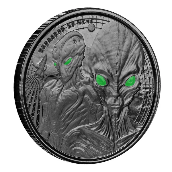 2023 Scottsdale Mint Ghana Alien Invasion Is Here One Half Troy Ounce 999 Fine Silver Proof Color With Rhodium Plating Coin 03