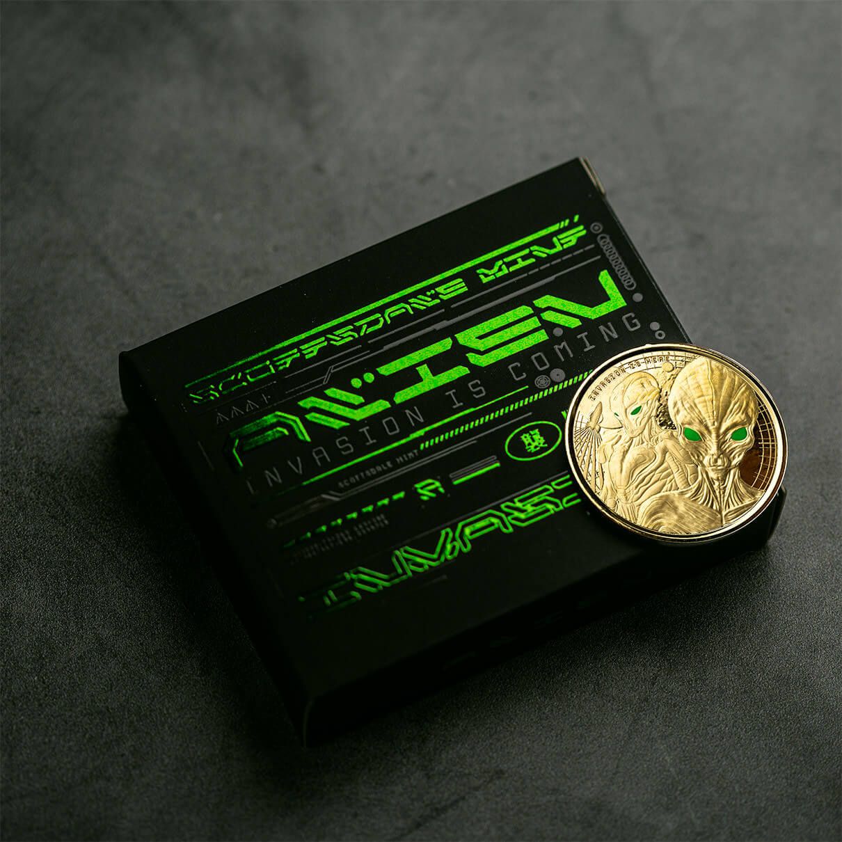 2023 Ghana Alien Invasion 1 oz Gold Proof with Color Coin