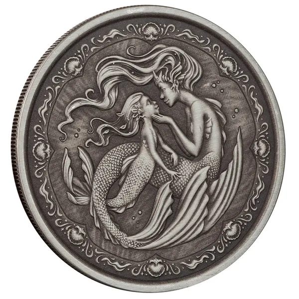 2023 Scottsdale Mint Samoa Mermaid & Daughter 1 Troy Ounce 999 Fine Silver Antique Coin 3