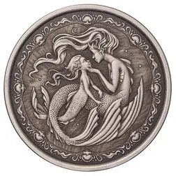 2023 Scottsdale Mint Samoa Mermaid & Daughter 1 Troy Ounce 999 Fine Silver Antique Coin 4