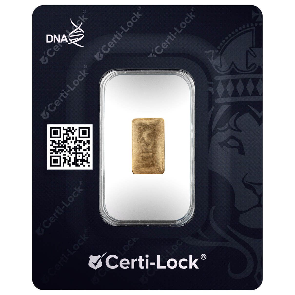 Scottsdale Prepper Gold 1 Gram Lion Gold Bar in Assay | Scottsdale Mint