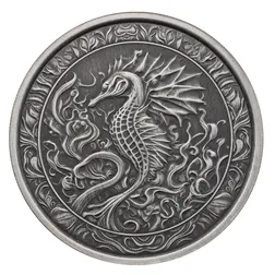 2023 Scottsdale Mint Seahorse 1 Troy Ounce 999 Fine Silver Antique Coin 04