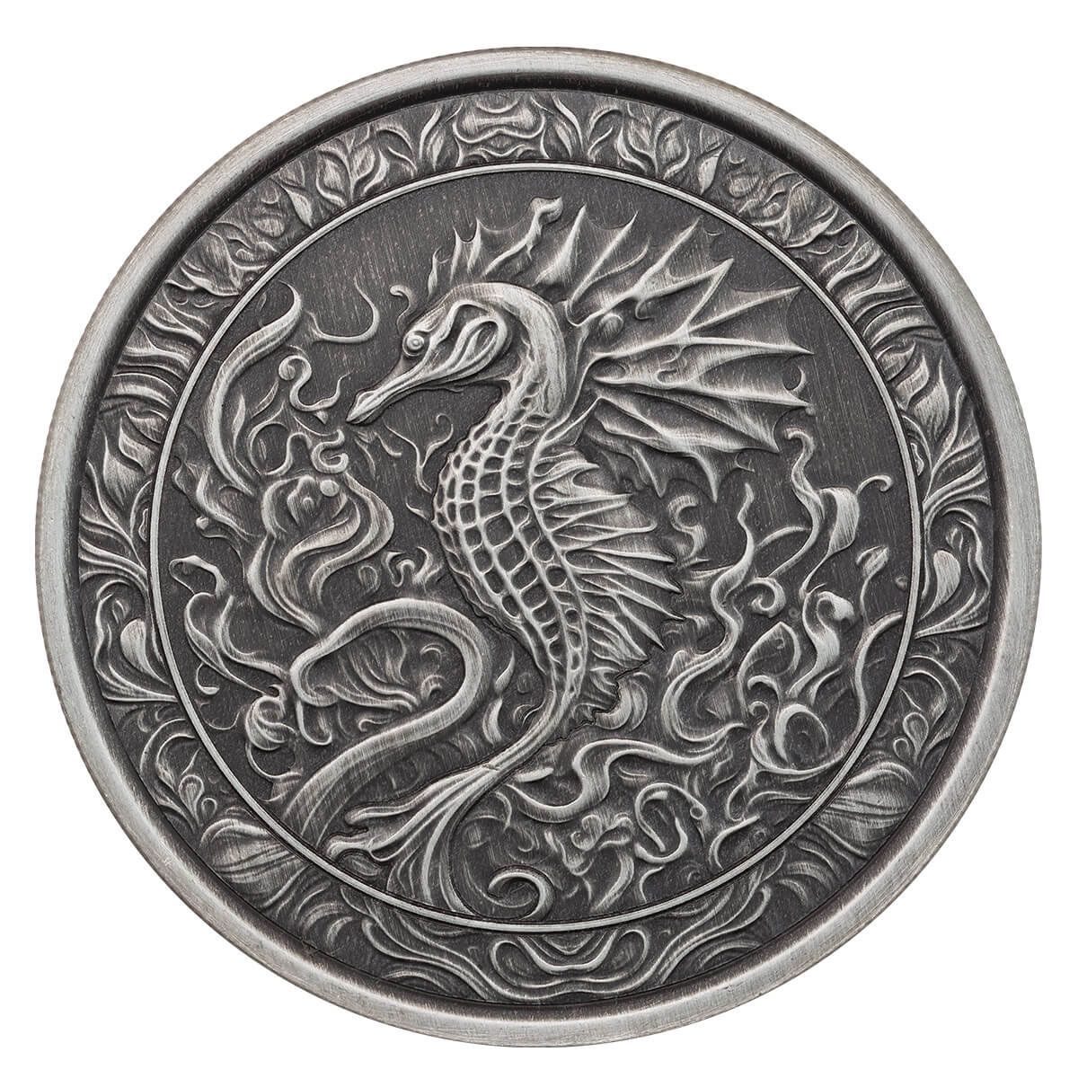 2023 Samoa Seahorse 1 oz Silver Antique Coin