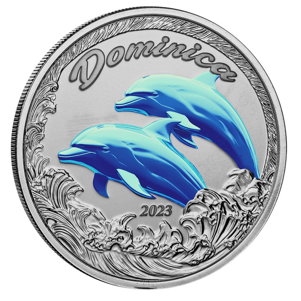 2023 EC8 Dominica Dolphin 1 oz Silver Color Coin