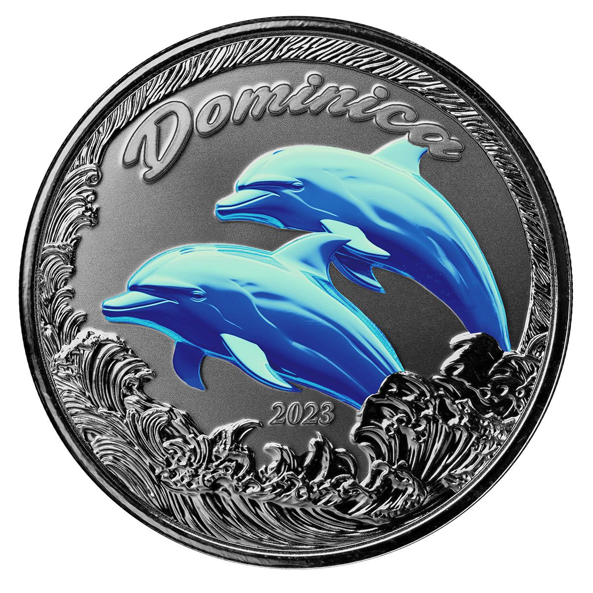 2023 EC8 Dominica Dolphin 1 oz Silver Color Coin