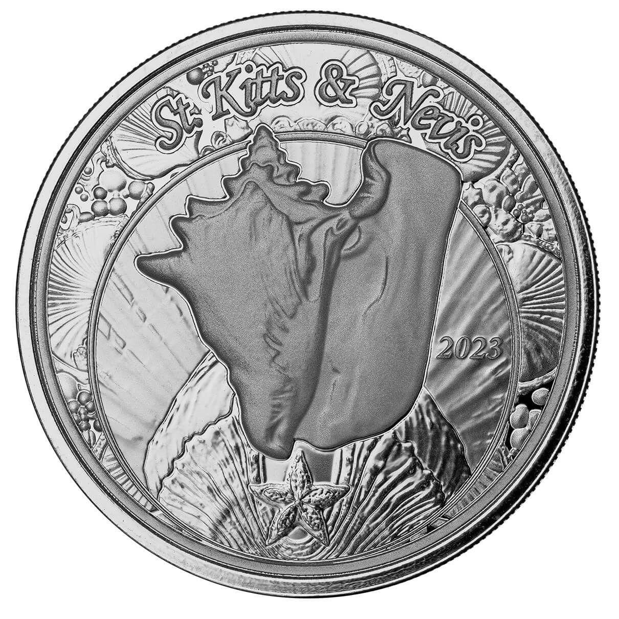 2023 EC8 St Kitts And Nevis Conch Shell 1 oz Silver Coin