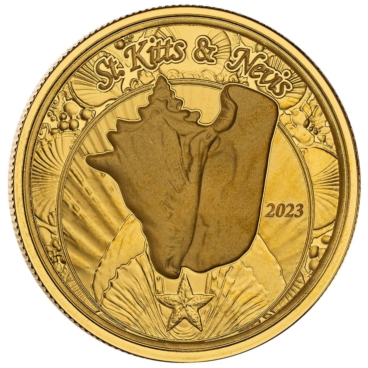 2023 EC8 St Kitts And Nevis Conch Shell 1 oz Gold Coin