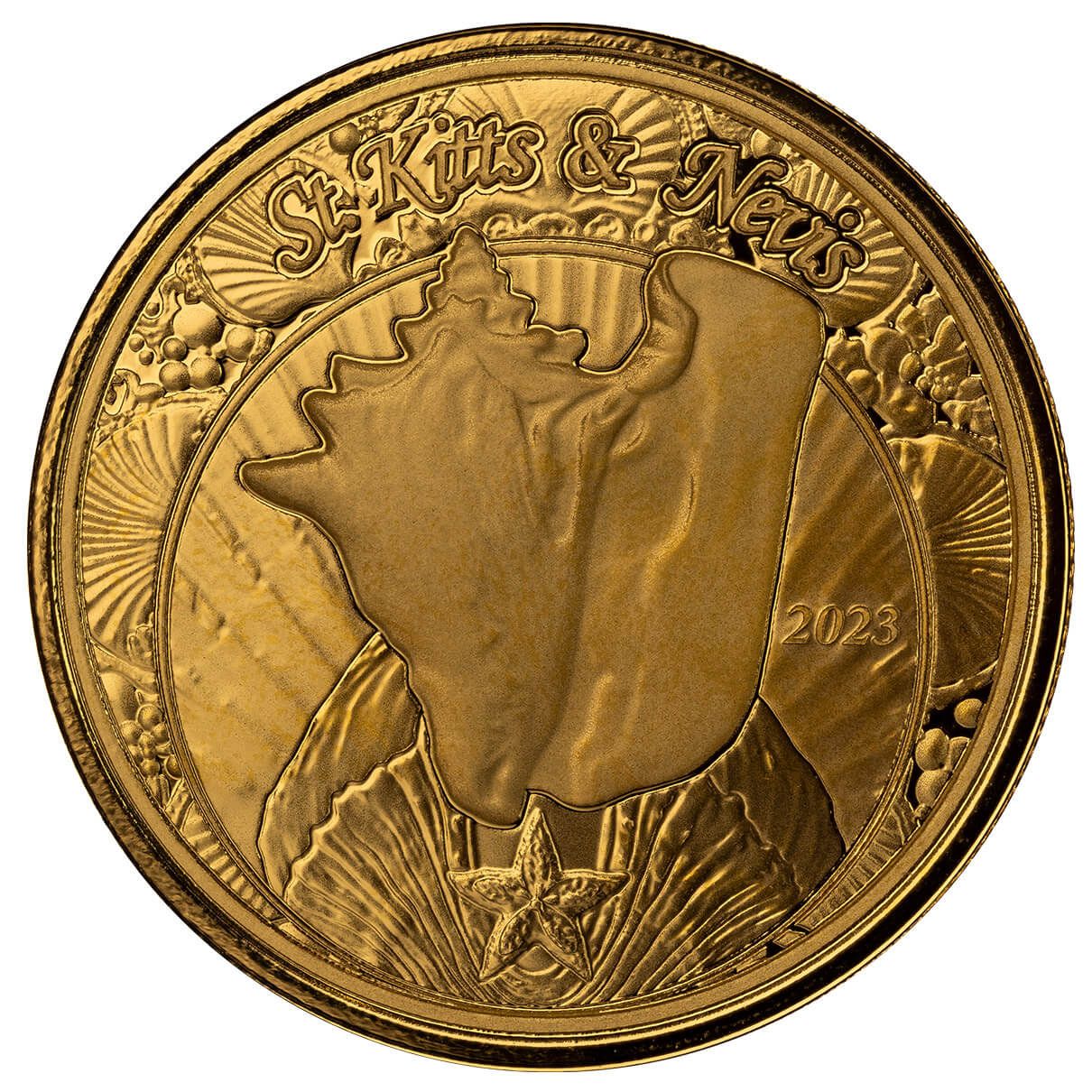 2023 EC8 St Kitts And Nevis Conch Shell 1 oz Gold Coin