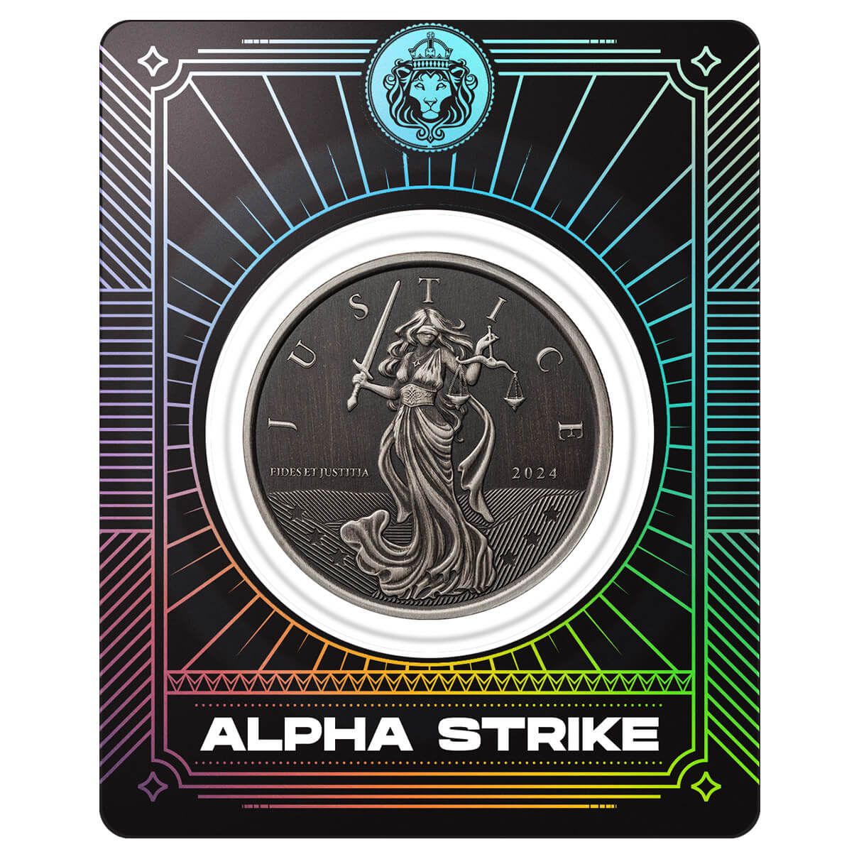 2024 Lady Justice 1 oz Silver Antique Coin – Alpha Strike