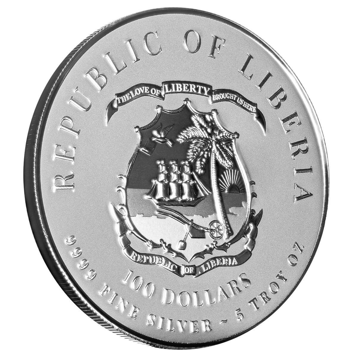 2024 Liberia Commander Series Hernan Cortes Bust 5 oz Silver