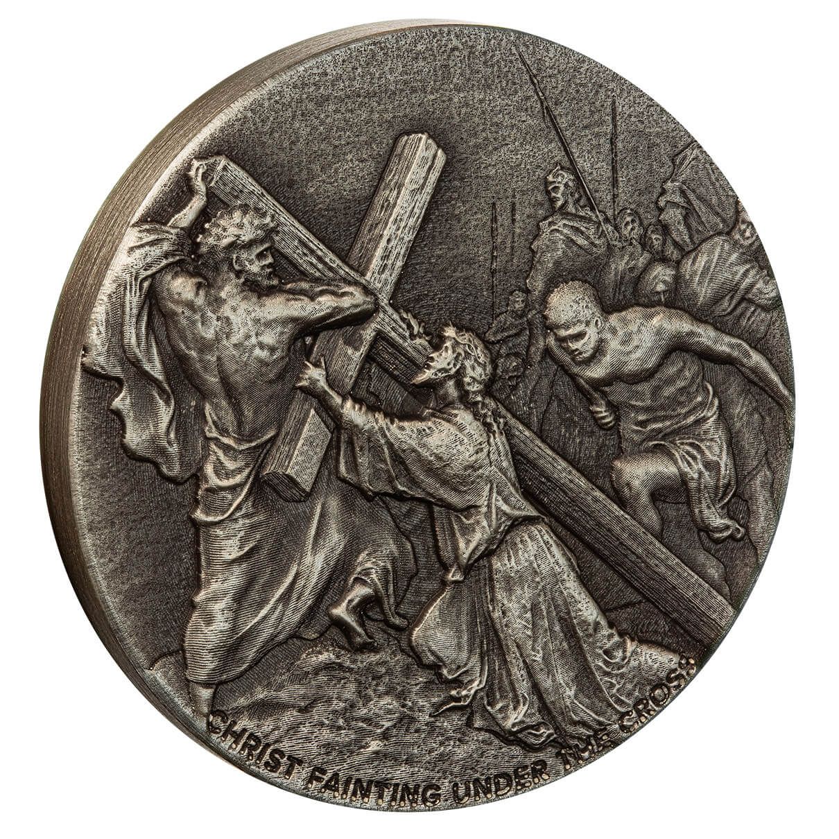 2024 Biblical Series | Christ Fainting Under the Cross 2 oz Silver Antique  Coin | Scottsdale Mint