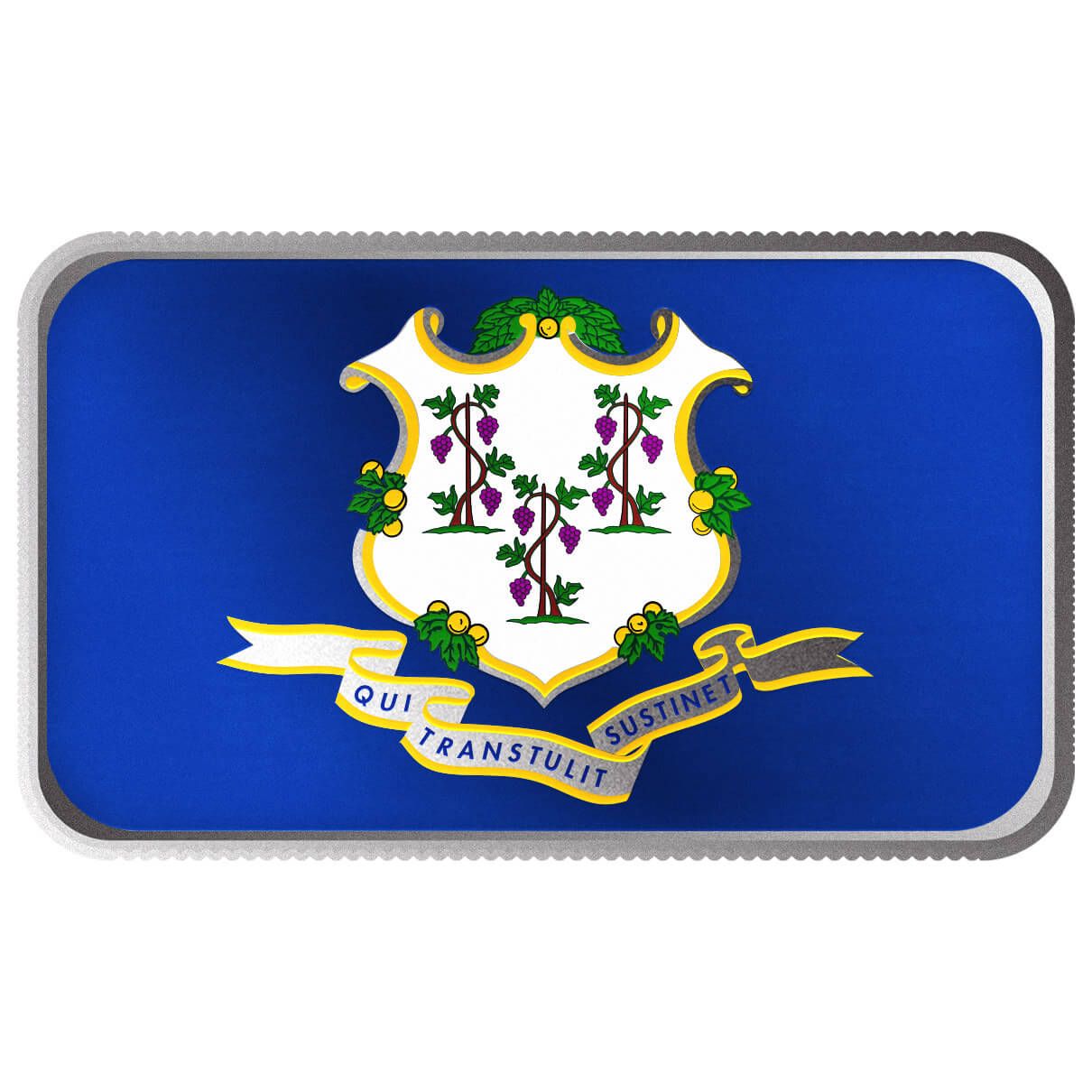 Shop Connecticut State Flag 1 Troy Ounce 999 Fine Silver Color Bar.