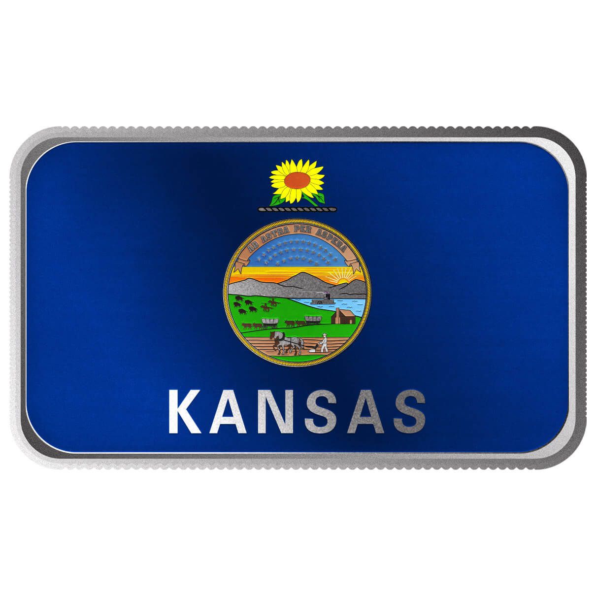 Shop Kansas State Flag 1 Troy Ounce 999 Fine Silver Color Bar.