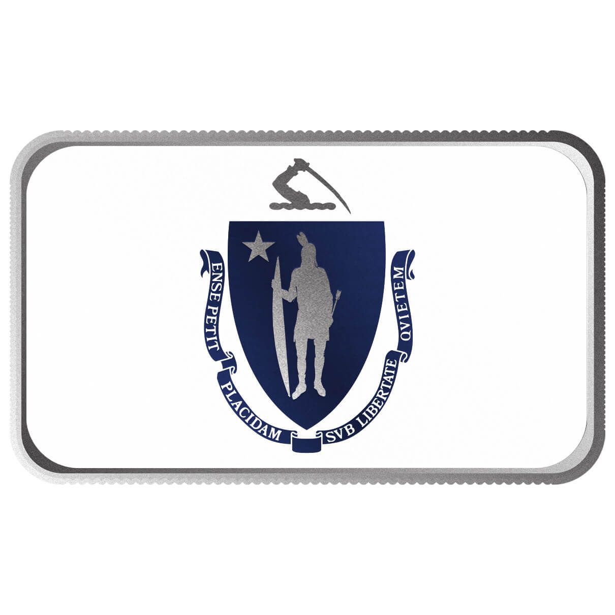 Shop Massachusetts State Flag 1 Troy Ounce 999 Fine Silver Color Bar.