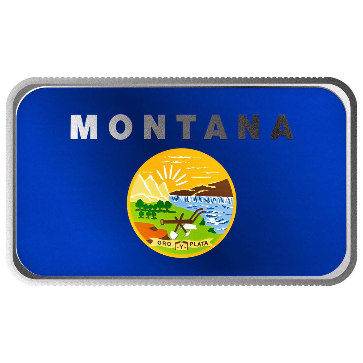 Montana State Flag 1 oz Silver Color Bar