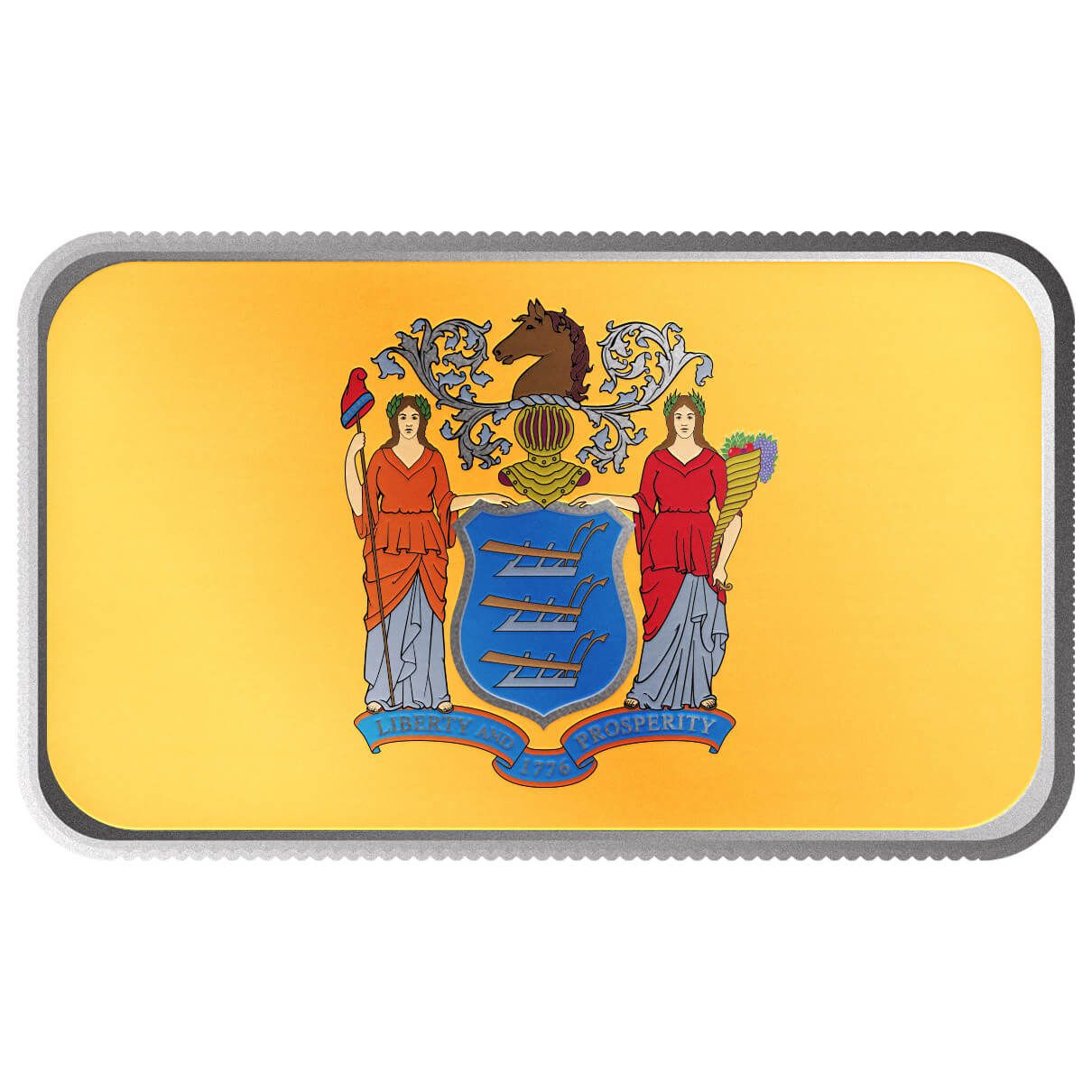 Shop New Jersey State Flag 1 Troy Ounce 999 Fine Silver Color Bar.